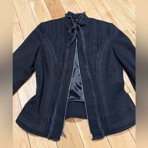 Elie Tahari Black Structured Zip Jacket – Designer Tailored Blazer Style